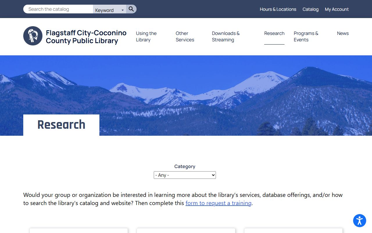 Flagstaff Public Library research page for obituary records