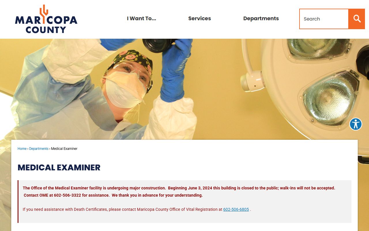 Maricopa County Medical Examiner office information